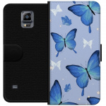 Wallet case for Samsung Galaxy Note 4 with Blue butterflies design
