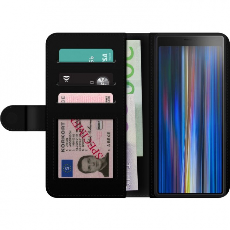 Wallet case for Sony Xperia 10 with Gold shine design