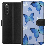 Wallet case for Sony Xperia 10 V with Blue butterflies design