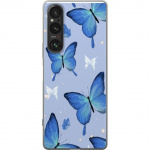 Mobile case for Sony Xperia 1 V with Blue butterflies design