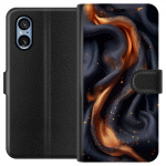 Wallet case for Sony Xperia 5 V with Fiery silk design