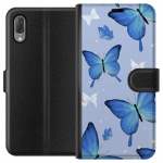 Wallet case for Sony Xperia L3 with Blue butterflies design
