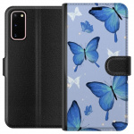 Wallet case for Samsung Galaxy S20 with Blue butterflies design