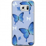 Mobile case for Samsung Galaxy S6 edge with Blue butterflies design