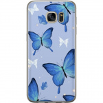 Mobile case for Samsung Galaxy S7 edge with Blue butterflies design