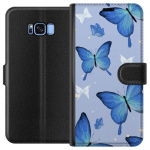 Wallet case for Samsung Galaxy S8 with Blue butterflies design