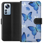 Wallet case for Xiaomi 12 Pro with Blue butterflies design
