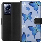 Wallet case for Xiaomi 13 Lite with Blue butterflies design