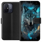 Wallet case for Xiaomi Redmi 12C with Wolf design