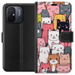 Wallet case for Xiaomi Redmi 12C with Cat pattern design
