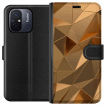 Wallet case for Xiaomi Redmi 12C with 3D Gold design