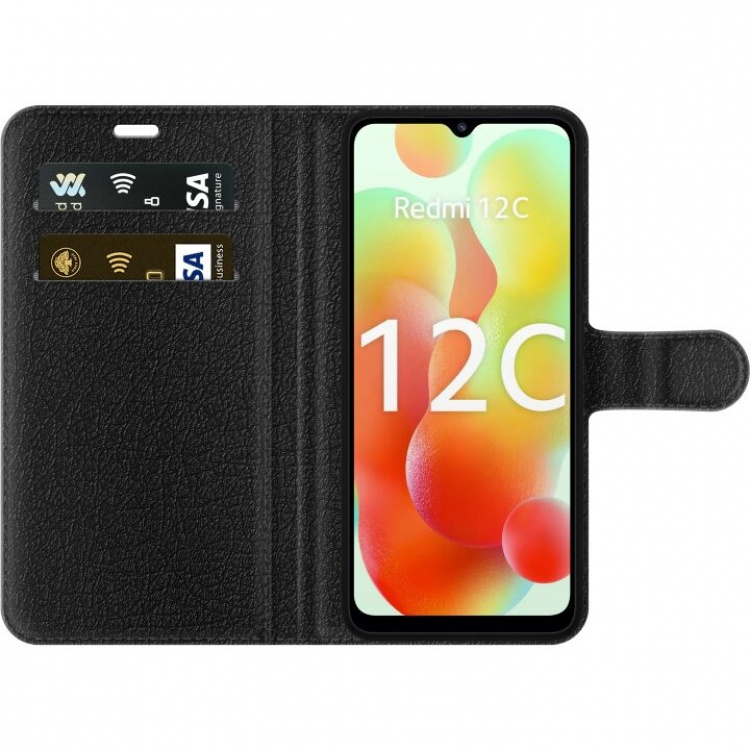 Wallet case for Xiaomi Redmi 12C with Gold shine design Wallet case for Xiaomi Redmi 12C with Gold shine design