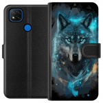 Wallet case for Xiaomi Redmi 9C with Wolf design