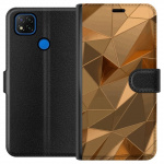 Wallet case for Xiaomi Redmi 9C with 3D Gold design
