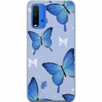 Mobile case for Xiaomi Redmi 9T with Blue butterflies design