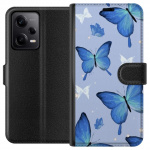 Wallet case for Xiaomi Redmi Note 12 Pro with Blue butterflies design