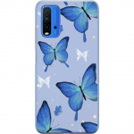 Mobile case for Xiaomi Redmi Note 9 4G with Blue butterflies design