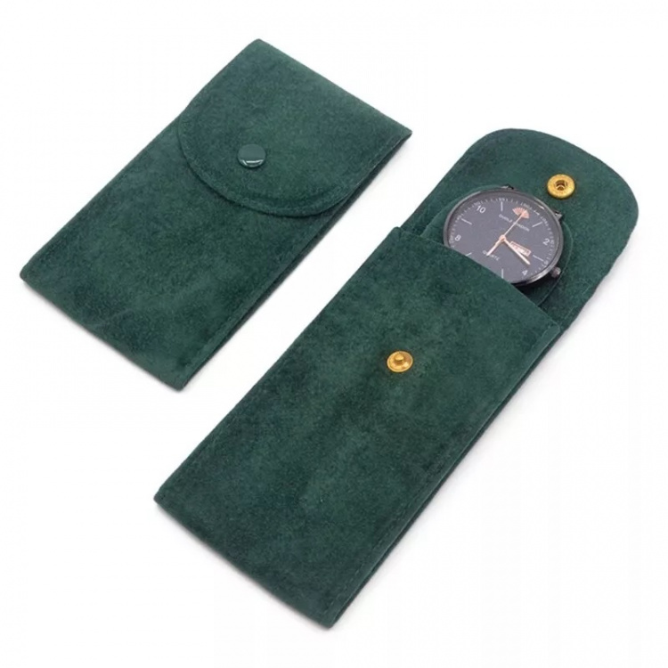 Klockfodral i sammetsliknande material, Grön