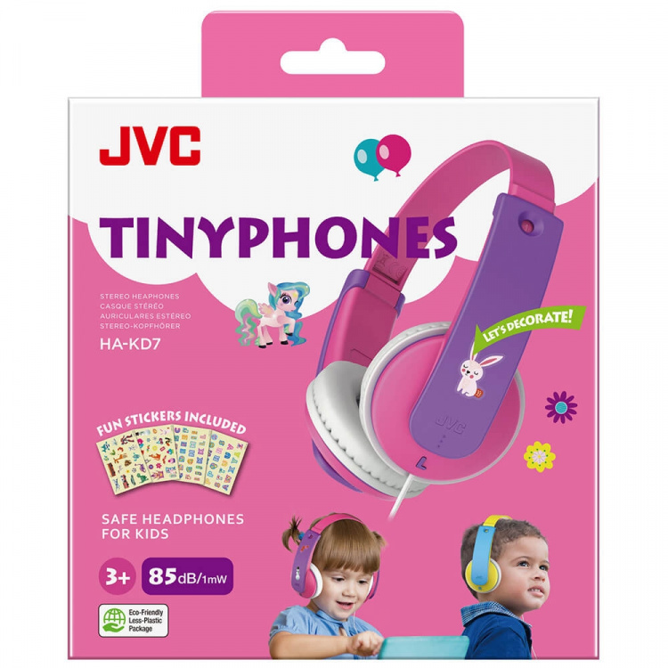 JVC KD7 Kids On-ear headphones with volume limiter 85dB Pink New