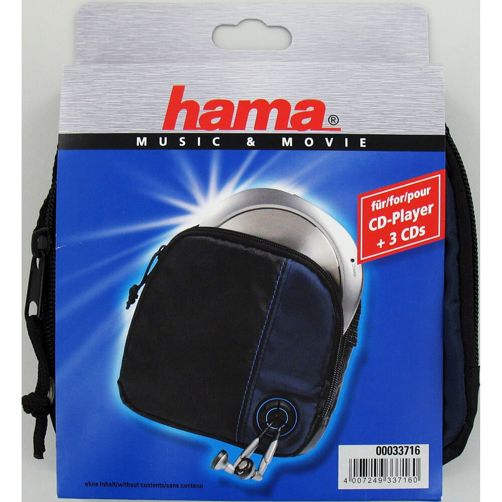 Black/Blue Hama CD Player Bag for CD Player and 3 CDs 