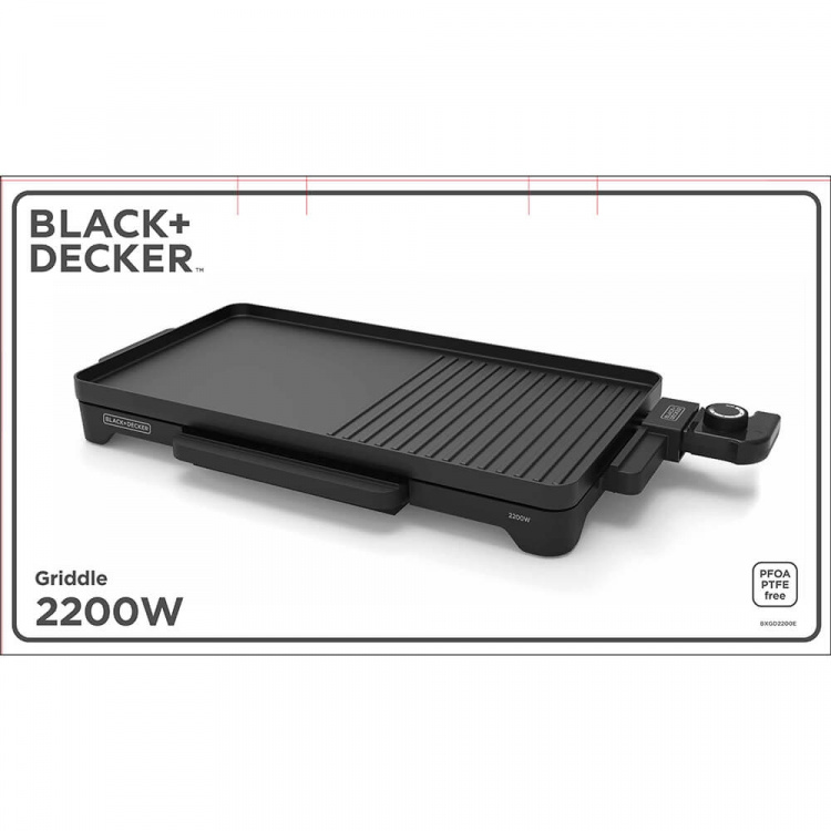 BLACK+DECKER Griddle Flat 2200W Black