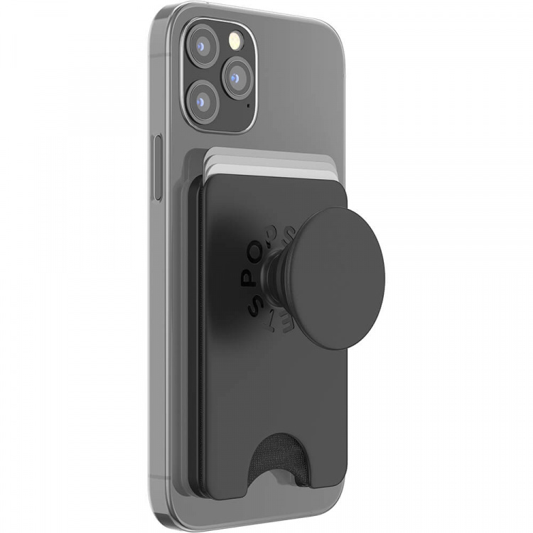 PopSockets PopWallet+ for Magsafe with Grip Black