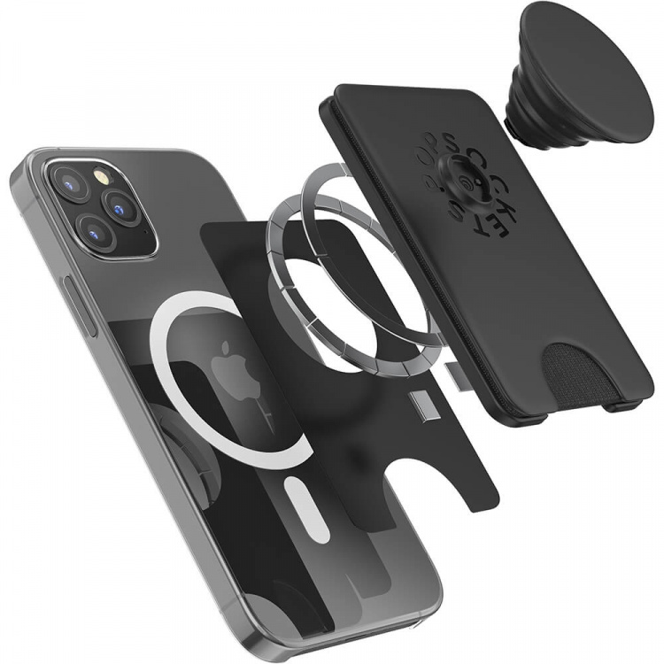 PopSockets PopWallet+ for Magsafe with Grip Black