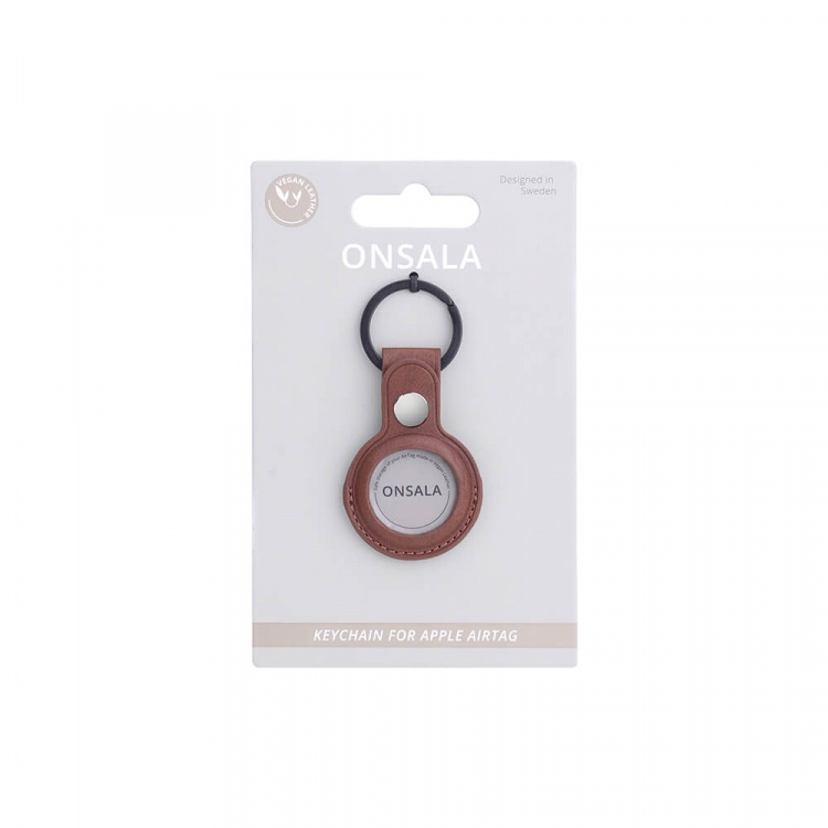 Onsala Airtag Holder Brown with Keyring Onsala Airtag Holder Brown with Keyring