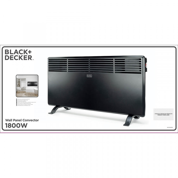BLACK+DECKER Wall Panel Heater 1800W Black BLACK+DECKER Wall Panel Heater 1800W Black