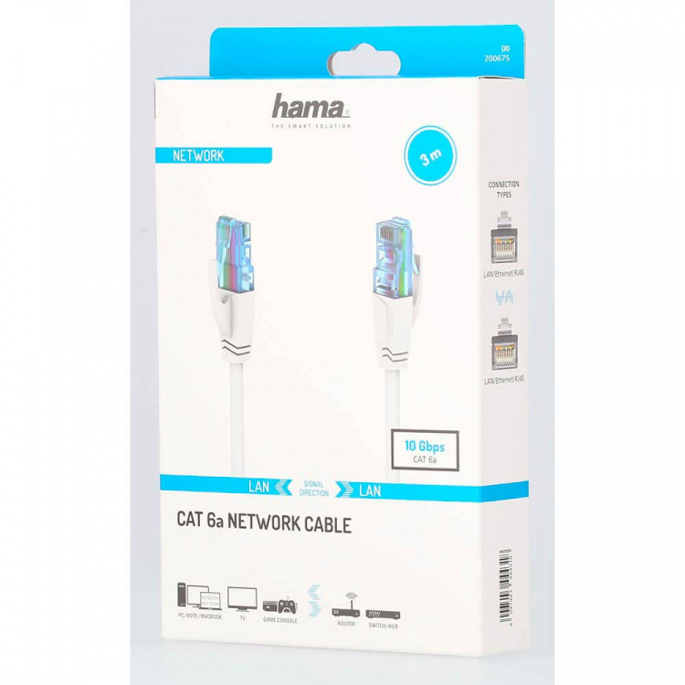 Hama Cable Network CAT6a U/UTP 3.0m White Hama Cable Network CAT6a U/UTP 3.0m White