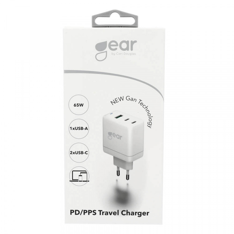 Gear Charger GAN 220V 2xUSB-C + 1xUSB-A PD/PPS 65W White