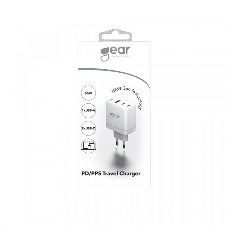 Gear Charger GAN 220V 2xUSB-C + 1xUSB-A PD/PPS 65W White