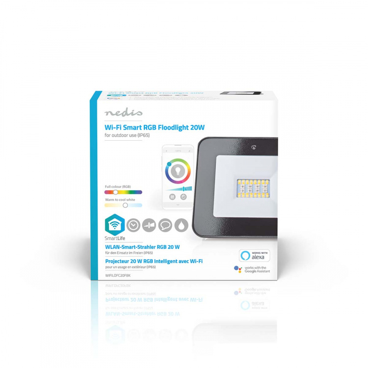 Nedis SmartLife Floodlight | 1600 lm | Wi-Fi | 20 W | RGB / Warm to Cool White | 2700 - 6500 K | Aluminium | Android™ / IOS Nedis SmartLife Floodlight | 1600 lm | Wi-Fi | 20 W | RGB / Warm to Cool White | 2700 - 6500 K | Aluminium | Android™ / IOS