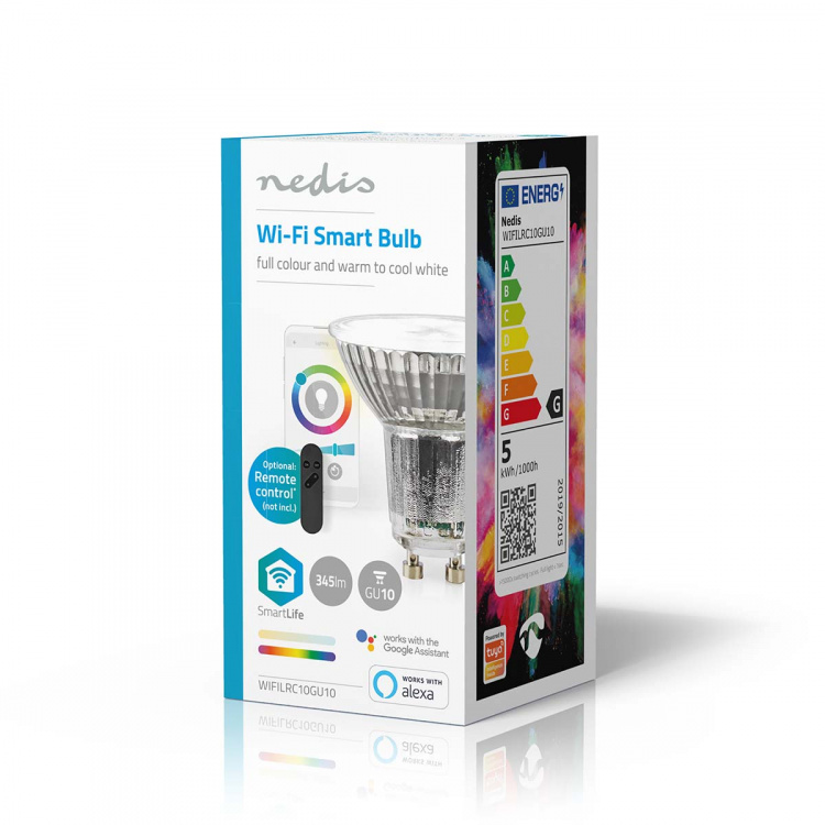 Nedis SmartLife Full Colour LED Bulb | Wi-Fi | GU10 | 345 lm | 4.9 W | RGB / Warm to Cool White | 2700 - 6500 K | Android™ / IOS | PAR16 Nedis SmartLife Full Colour LED Bulb | Wi-Fi | GU10 | 345 lm | 4.9 W | RGB / Warm to Cool White | 2700 - 6500 K | Android™ / IOS | PAR16