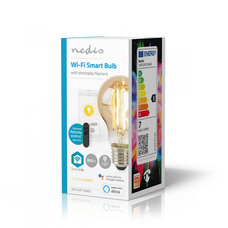 Nedis SmartLife LED Filament Bulb | E27 | 806 lm | 7 W | Warm White | 1800 - 3000 K | Glass | Android™ / IOS | Bulb | 1 pcs