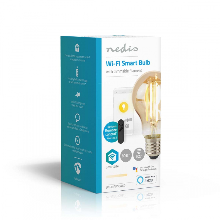 Nedis SmartLife LED Filament Bulb | E27 | 806 lm | 7 W | Warm White | 1800 - 3000 K | Glass | Android™ / IOS | Bulb | 1 pcs