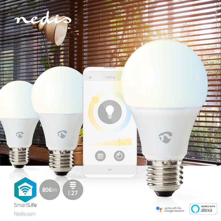 Nedis SmartLife LED Bulb | Wi-Fi | E27 | 806 lm | 9 W | Warm to Cool White | 2700 - 6500 K | Android™ / IOS | Bulb | 3 pcs