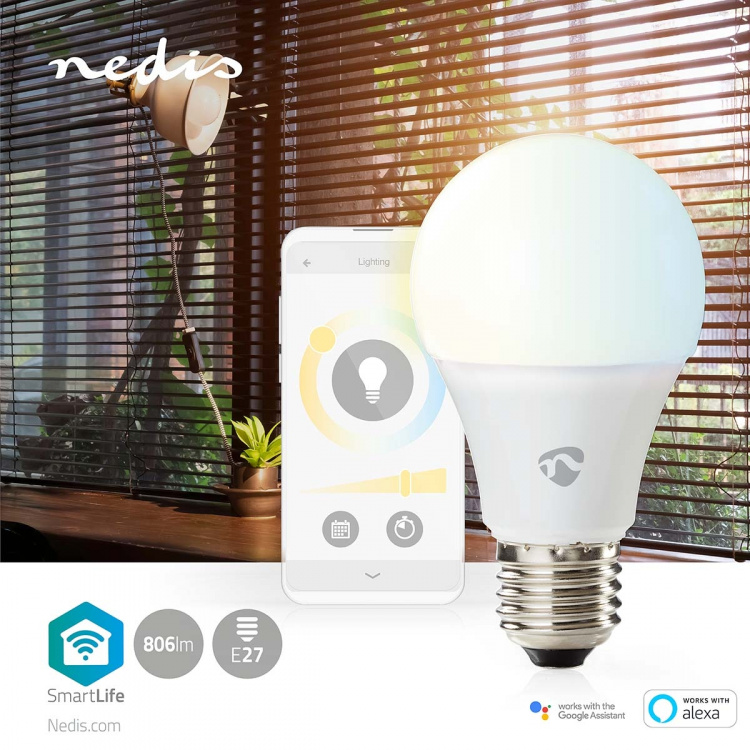 Nedis SmartLife LED Bulb | Wi-Fi | E27 | 806 lm | 9 W | Warm to Cool White | 2700 - 6500 K | Android™ / IOS | Bulb | 1 pcs