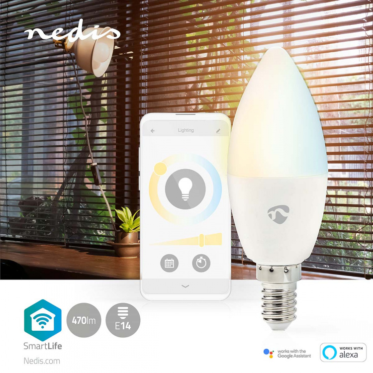 Nedis SmartLife LED Bulb | Wi-Fi | E14 | 470 lm | 4.90 W | Warm to Cool White | 2700 - 6500 K | Android™ / IOS | Candle | 1 pcs