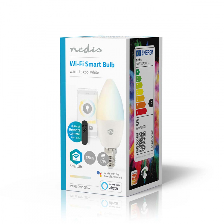 Nedis SmartLife LED Bulb | Wi-Fi | E14 | 470 lm | 4.90 W | Warm to Cool White | 2700 - 6500 K | Android™ / IOS | Candle | 1 pcs