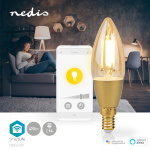 Nedis SmartLife LED Filament Bulb | E14 | 470 lm | 4.90 W | Warm White | 1800 - 3000 K | Glass | Android™ / IOS | Candle | 1 pcs Nedis SmartLife LED Filament Bulb | E14 | 470 lm | 4.90 W | Warm White | 1800 - 3000 K | Glass | Android™ / IOS | Candle | 1 pcs