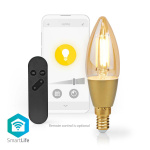 Nedis SmartLife LED Filament Bulb | E14 | 470 lm | 4.90 W | Warm White | 1800 - 3000 K | Glass | Android™ / IOS | Candle | 1 pcs Nedis SmartLife LED Filament Bulb | E14 | 470 lm | 4.90 W | Warm White | 1800 - 3000 K | Glass | Android™ / IOS | Candle | 1 pcs