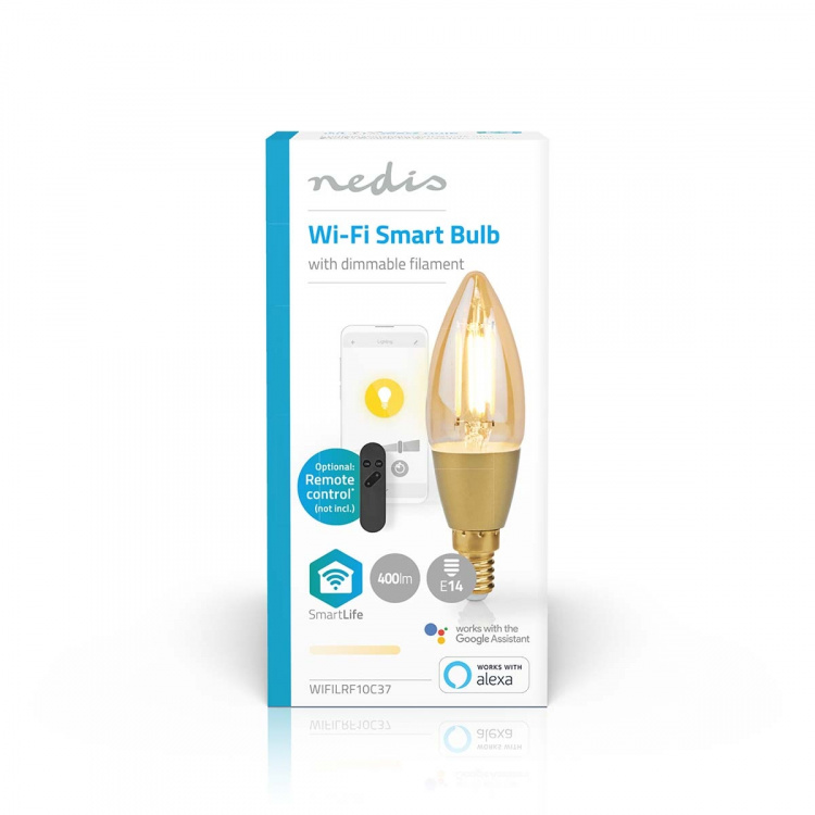Nedis SmartLife LED Filament Bulb | E14 | 470 lm | 4.90 W | Warm White | 1800 - 3000 K | Glass | Android™ / IOS | Candle | 1 pcs Nedis SmartLife LED Filament Bulb | E14 | 470 lm | 4.90 W | Warm White | 1800 - 3000 K | Glass | Android™ / IOS | Candle | 1 pcs