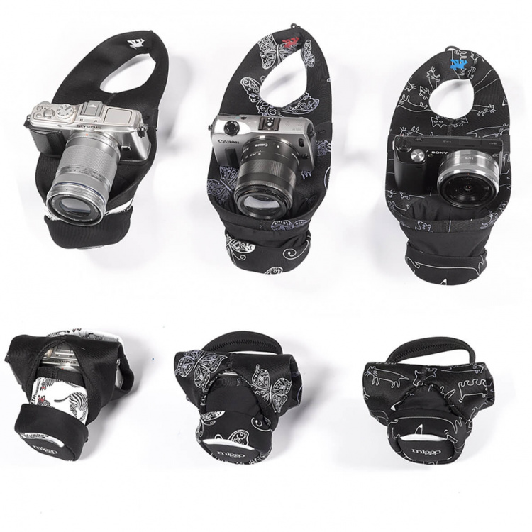 MYMIGGO Protective Case with Grip Gri p and Wrap for CSC, Black/Grey