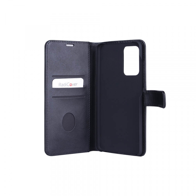 Radicover Radiation protected Mobilewallet PU Samsung A72 Flipcover Black 3-Led RFID