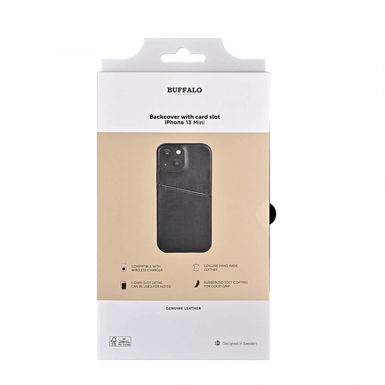Buffalo Phone Case Leather Black - iPhone 13 Mini Buffalo Phone Case Leather Black - iPhone 13 Mini