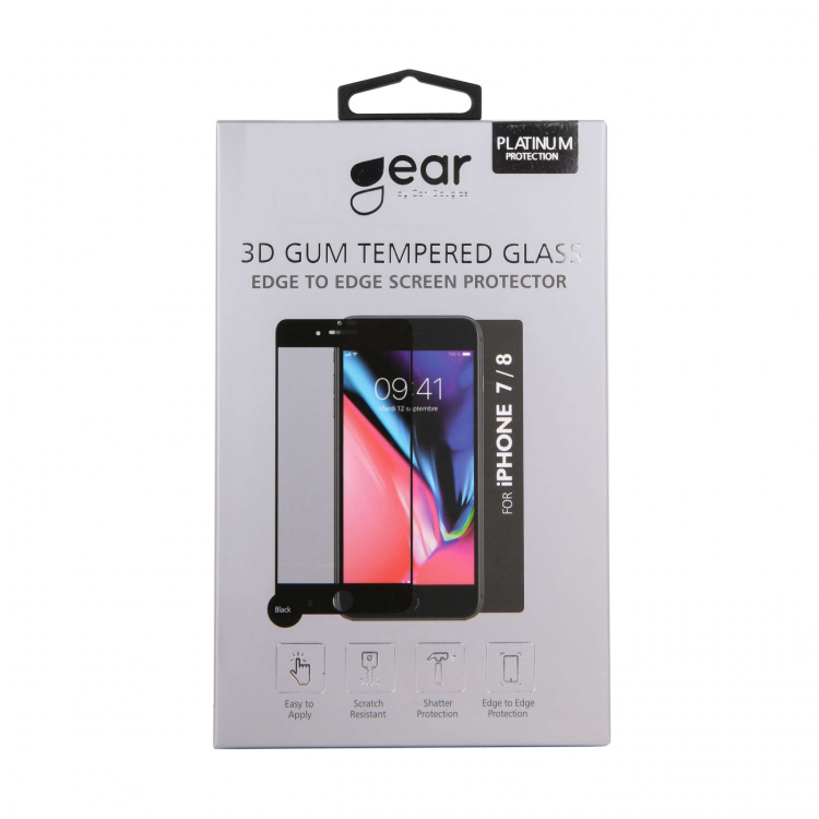 Gear Screen Protector 3D Platinum Curved Glass Black Frame - iPhone 6 / 7 / 8 / SE20 / 22 Gear Screen Protector 3D Platinum Curved Glass Black Frame - iPhone 6 / 7 / 8 / SE20 / 22