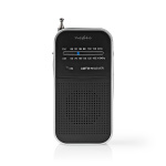 Nedis FM Radio | Portable Design | AM / FM | Battery Powered | Analogue | 1.5 W | Black White Screen | Headphone output | IP20 | Aluminium / Black Nedis FM Radio | Portable Design | AM / FM | Battery Powered | Analogue | 1.5 W | Black White Screen | Headphone output | IP20 | Aluminium / Black