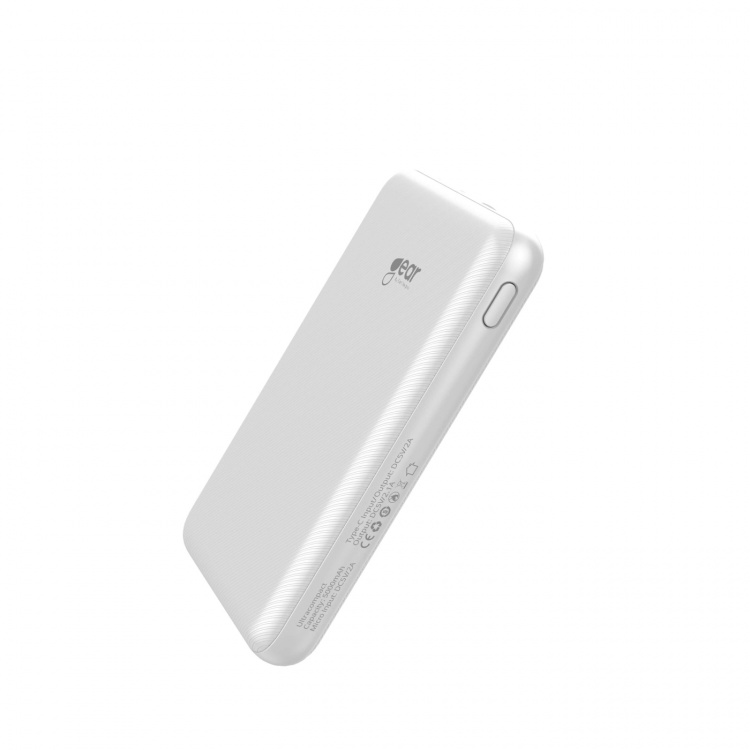 Gear Powerbank 5000mAh LiPolymer Ultracompact 2A 1xUSB-C 2xUSB-A 1xMicroUSB White