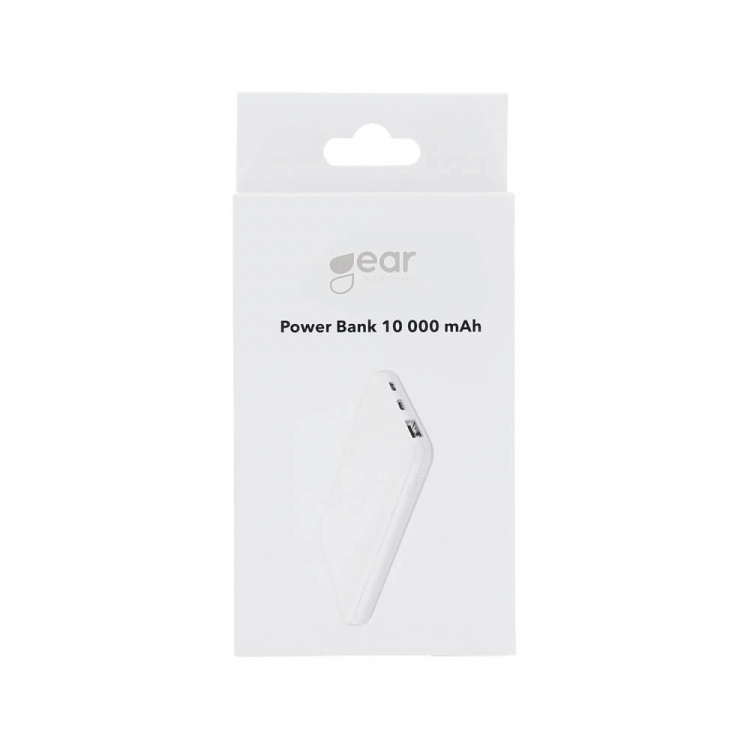 Gear Powerbank 10 000mAh LiPolymer Ultracompact 2.1A 1xUSB-C 2xUSB-A 1xMicroUSB White